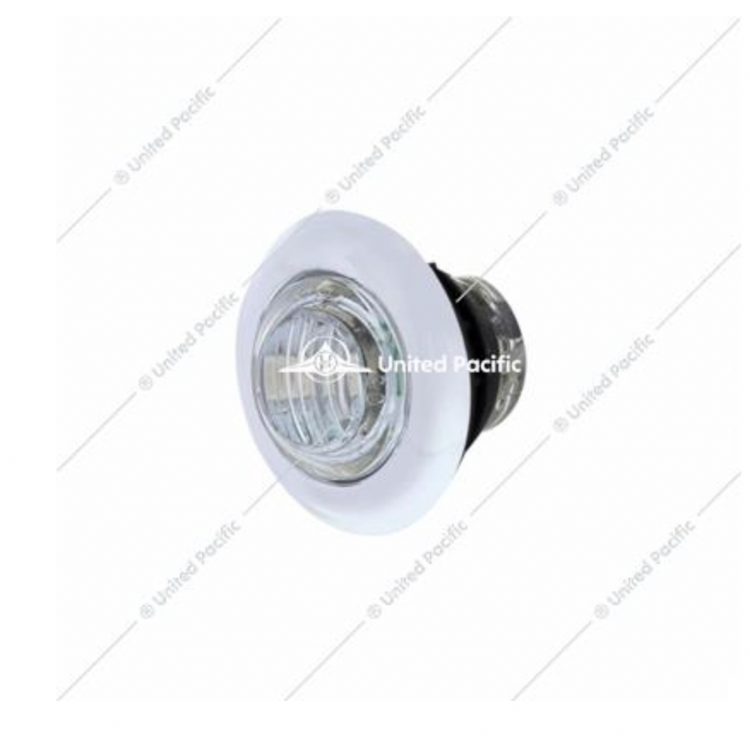 3 LED Dual Function Mini Clearance/Marker Light With Bezel - Amber LED/Clear Lens