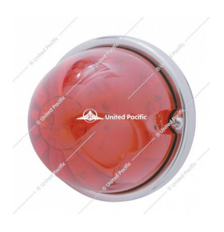 17 LED Dual Function Watermelon Flush Mount Kit With Low Profile Bezel - Red LED/Red Lens