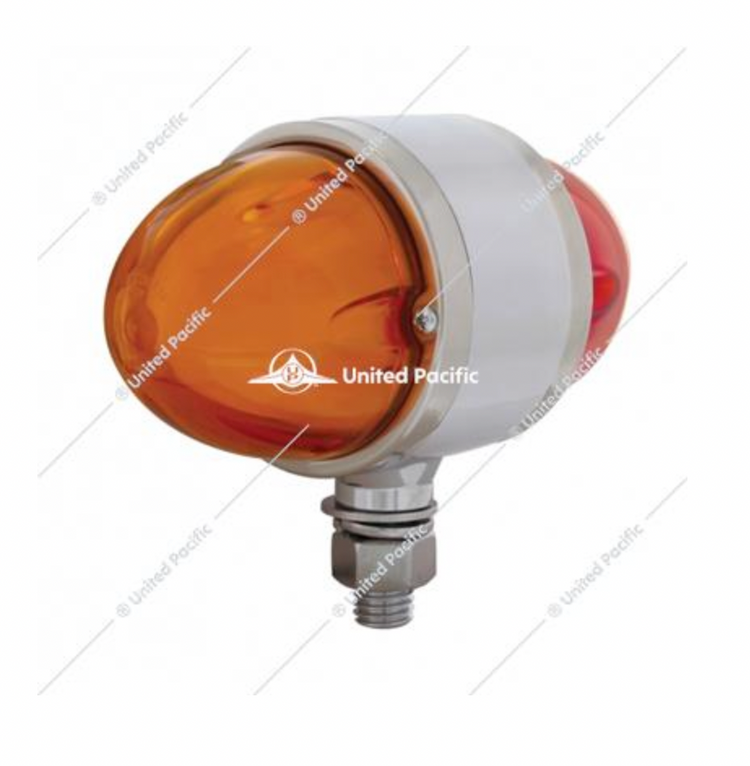 9 LED Dual Function GloLight Double Face Light - Amber & Red LED/Amber & Red Lens